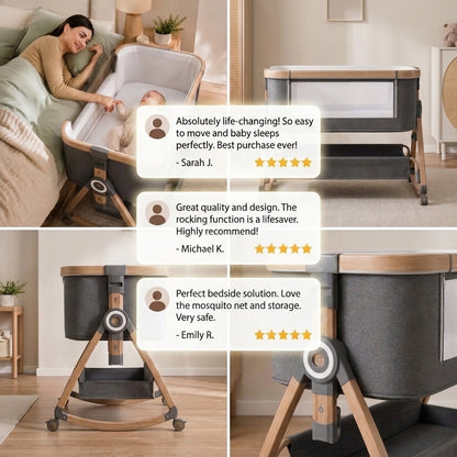 BABYBOND — 3-in-1 Rocking Baby Bedside Bassinet