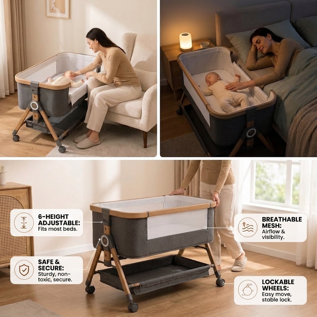 BABYBOND — 3-in-1 Rocking Baby Bedside Bassinet