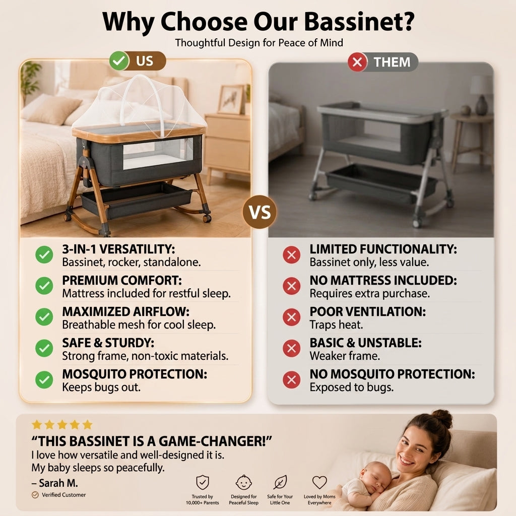 BABYBOND — 3-in-1 Rocking Baby Bedside Bassinet