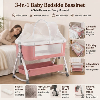 BABYBOND — 3-in-1 Rocking Baby Bedside Bassinet